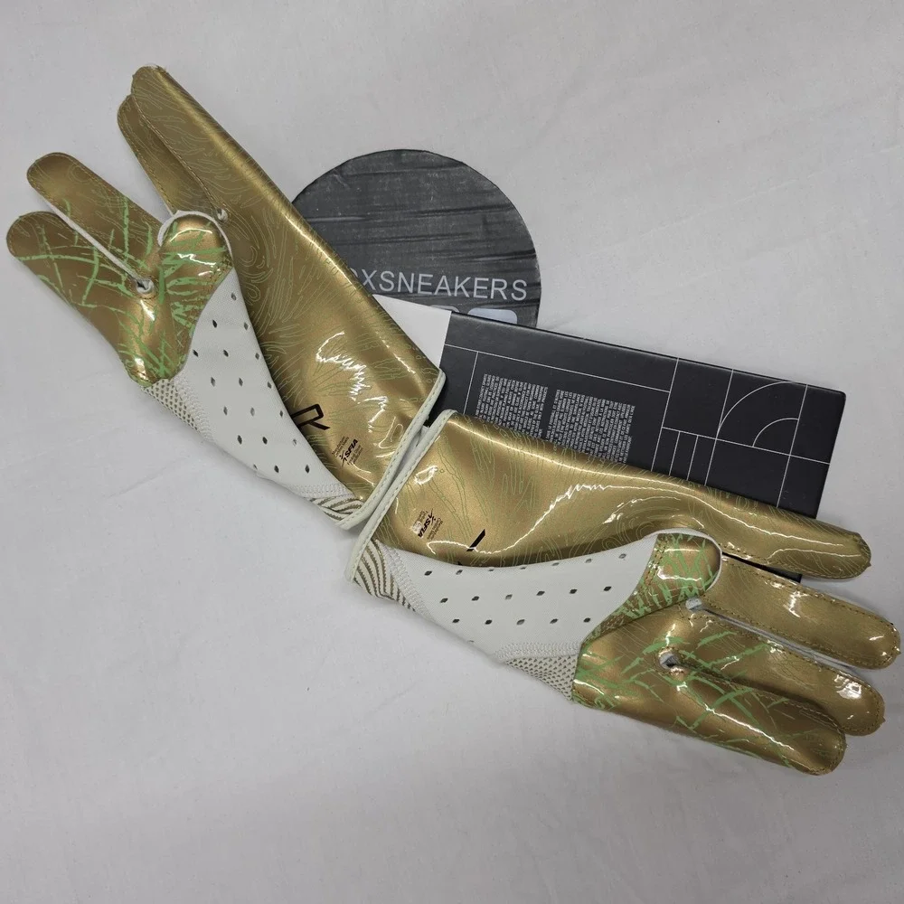 Nike Vapor Jet 8.0 Football Gloves Sea Glass Metallic Gold Black Men's Size XL